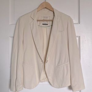 ANTHROPOLOGIE CARTONNIER Ivory 100% Tencel Front Button Up Blazer Women’s 2